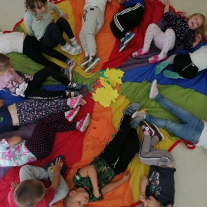 Na zdjęciu dzieci z grupy Biedronki świętują Dzień Przedszkolaka 20.09.2020